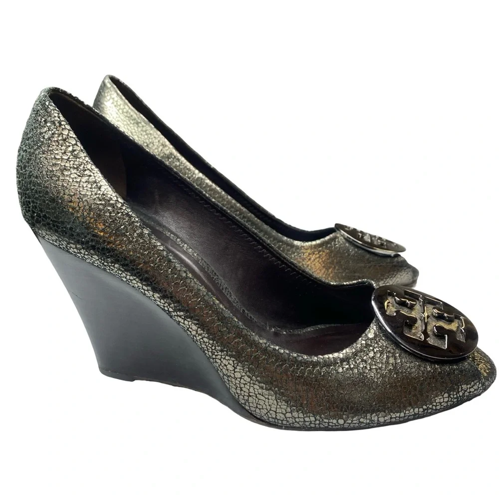 Tory Burch Metallic Silver Flats
